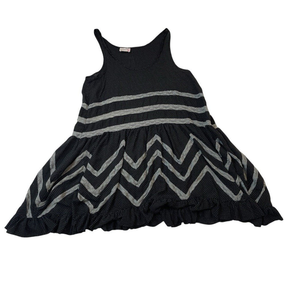 Intimately Free People Black Grey Polka Dot Lace Trapeze Womens Dress Size XS
